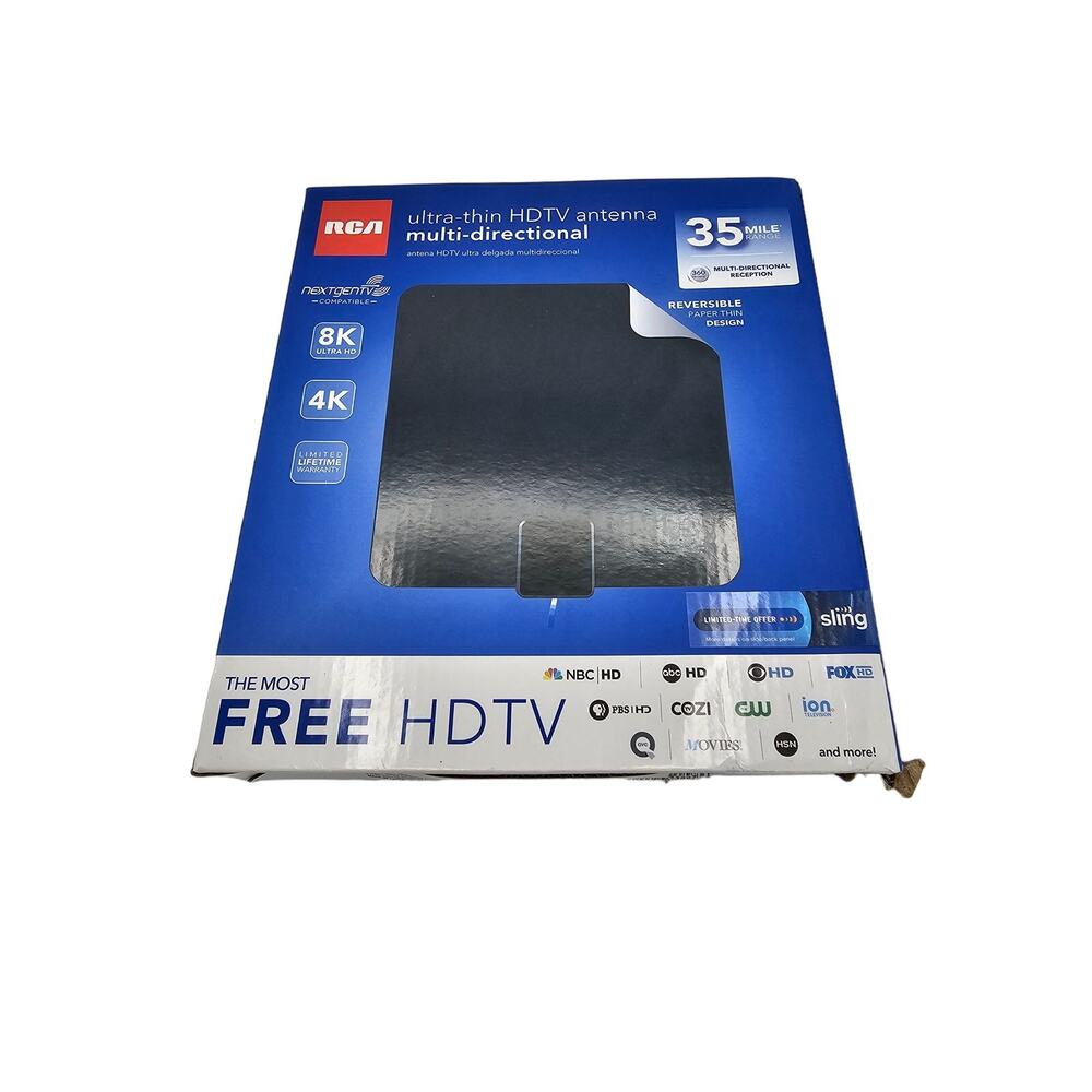 RCA Ultra Thin HDTV Antenna Multidirectional 35 Mile Range